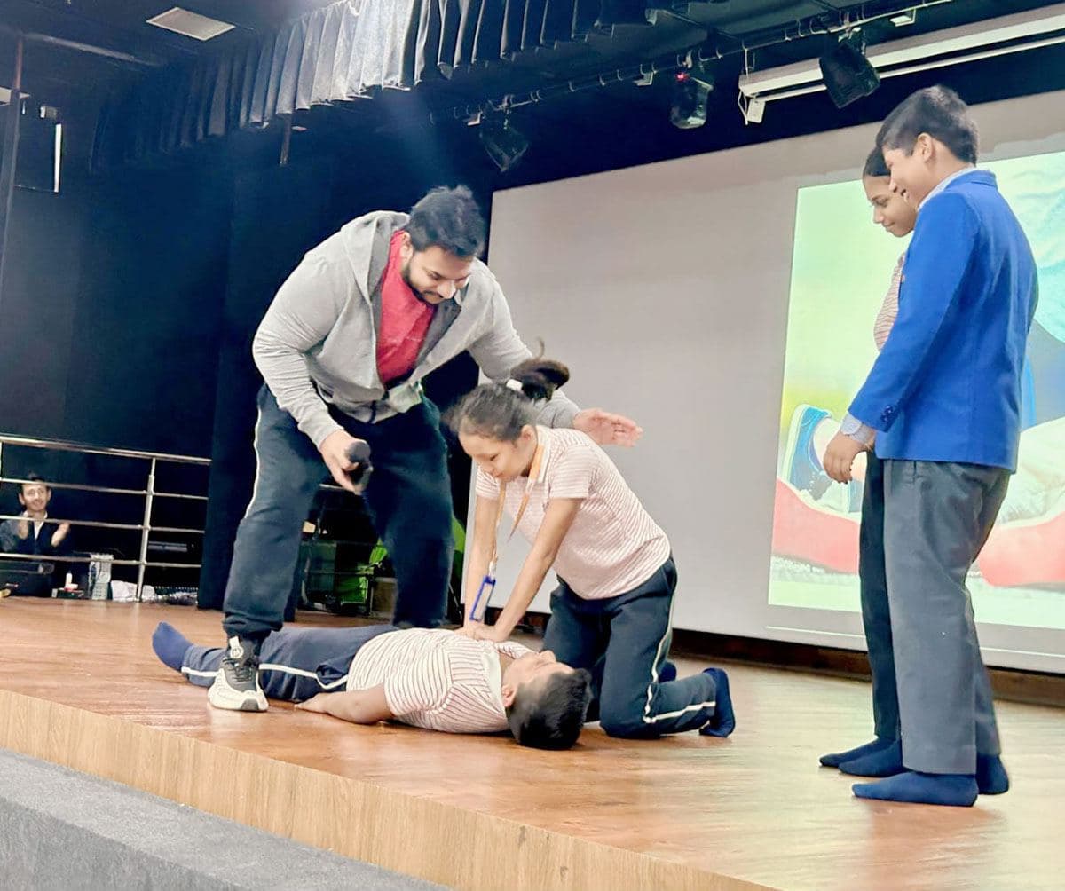 A CPR demonstration on stage