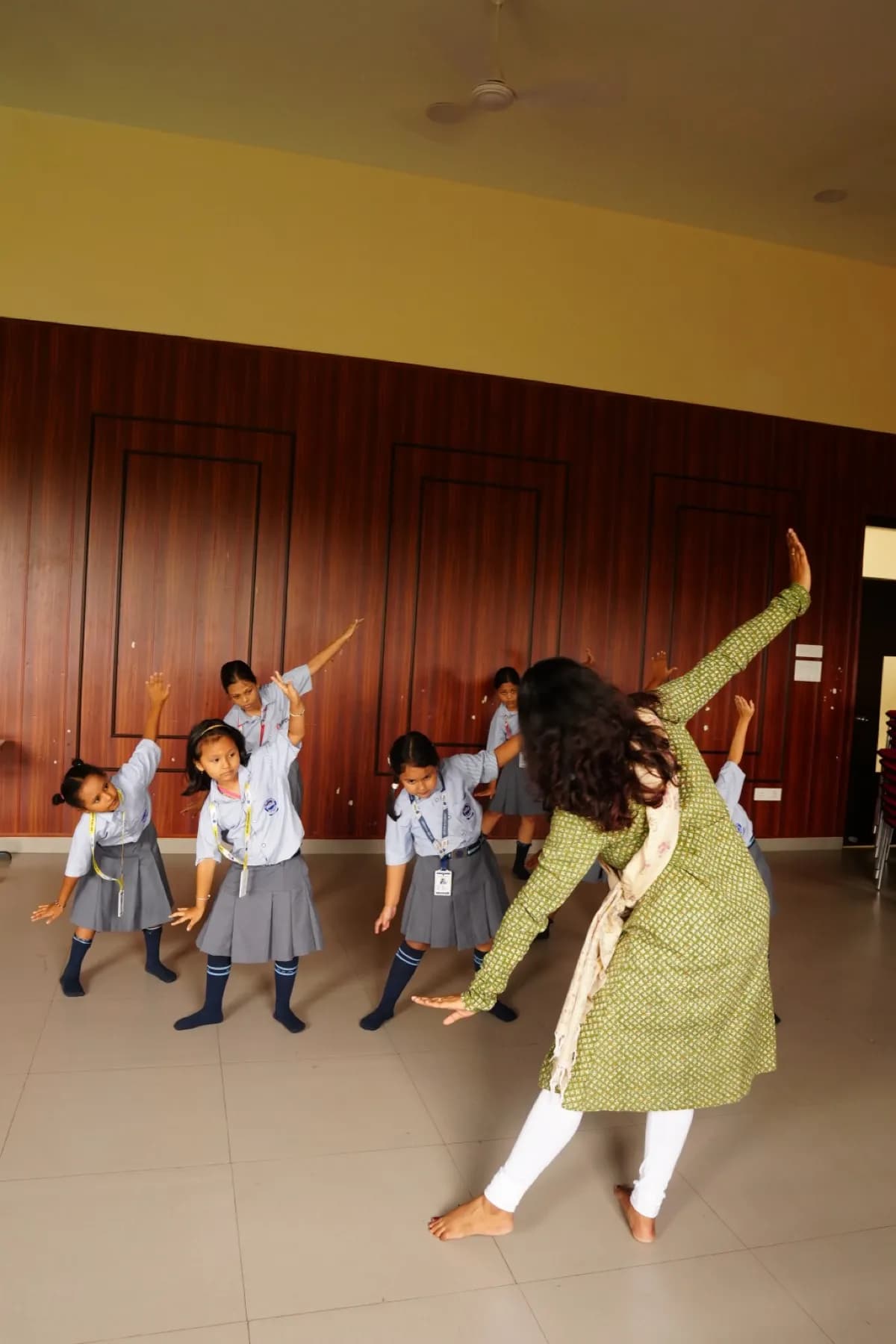 Students in the dance studio at Sri Sri Academy