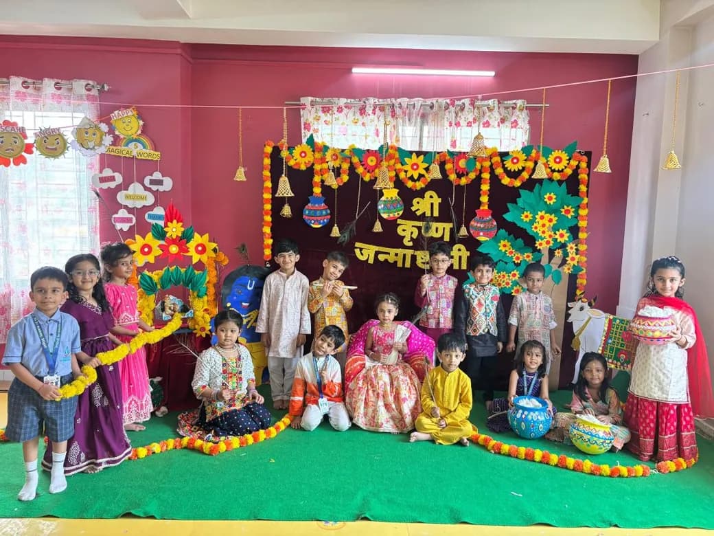 Children dressed for a Janmashtami celebration