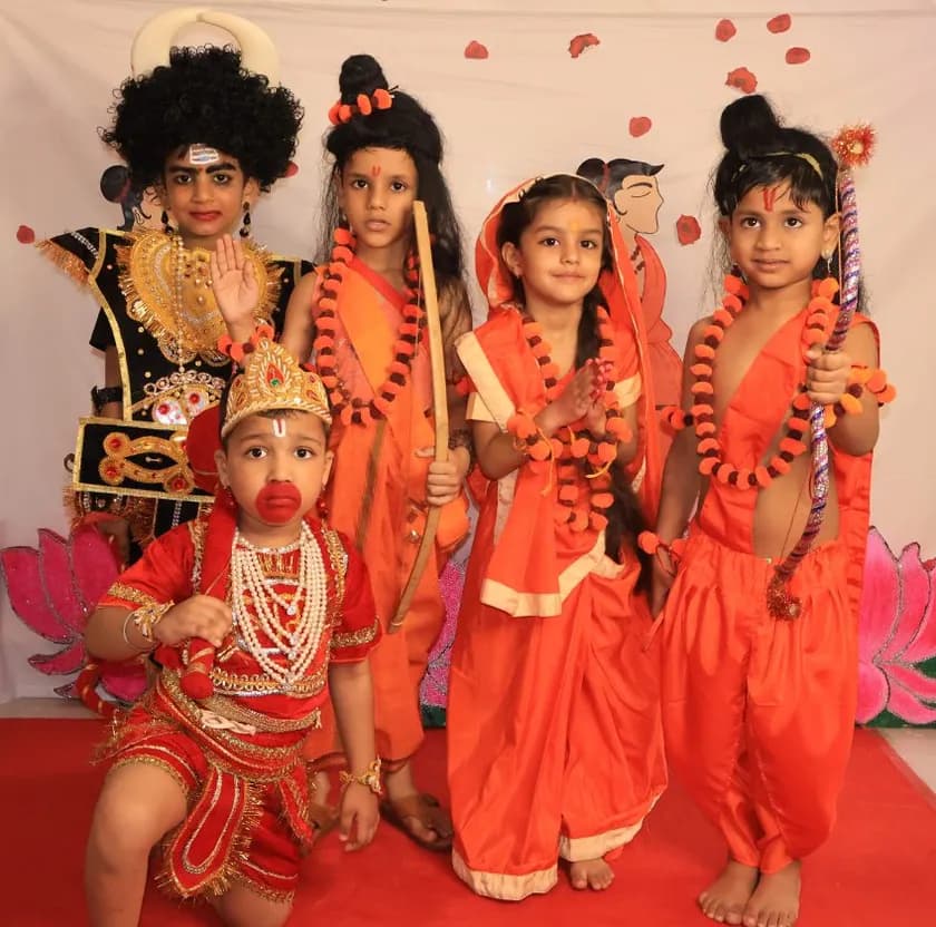 Children in costume performing a scene from the Ramayana