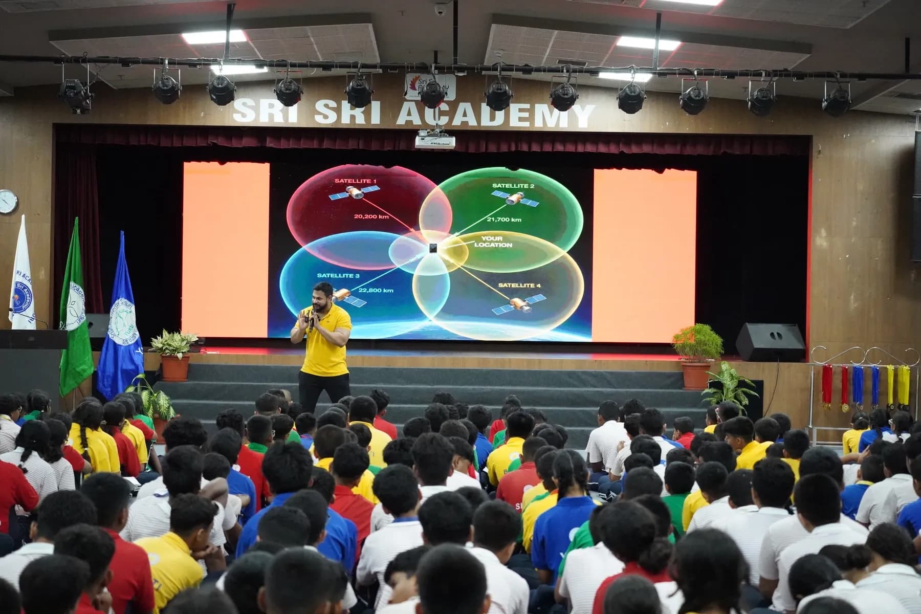 Sri Sri Academy students at a school assembly