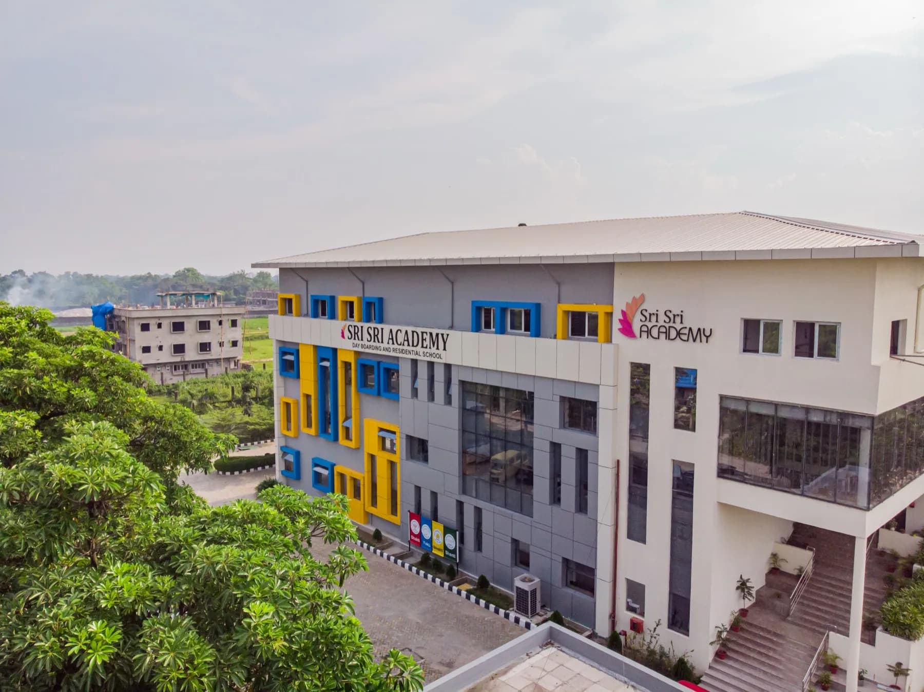 An aerial view of the Sri Sri Academy campus
